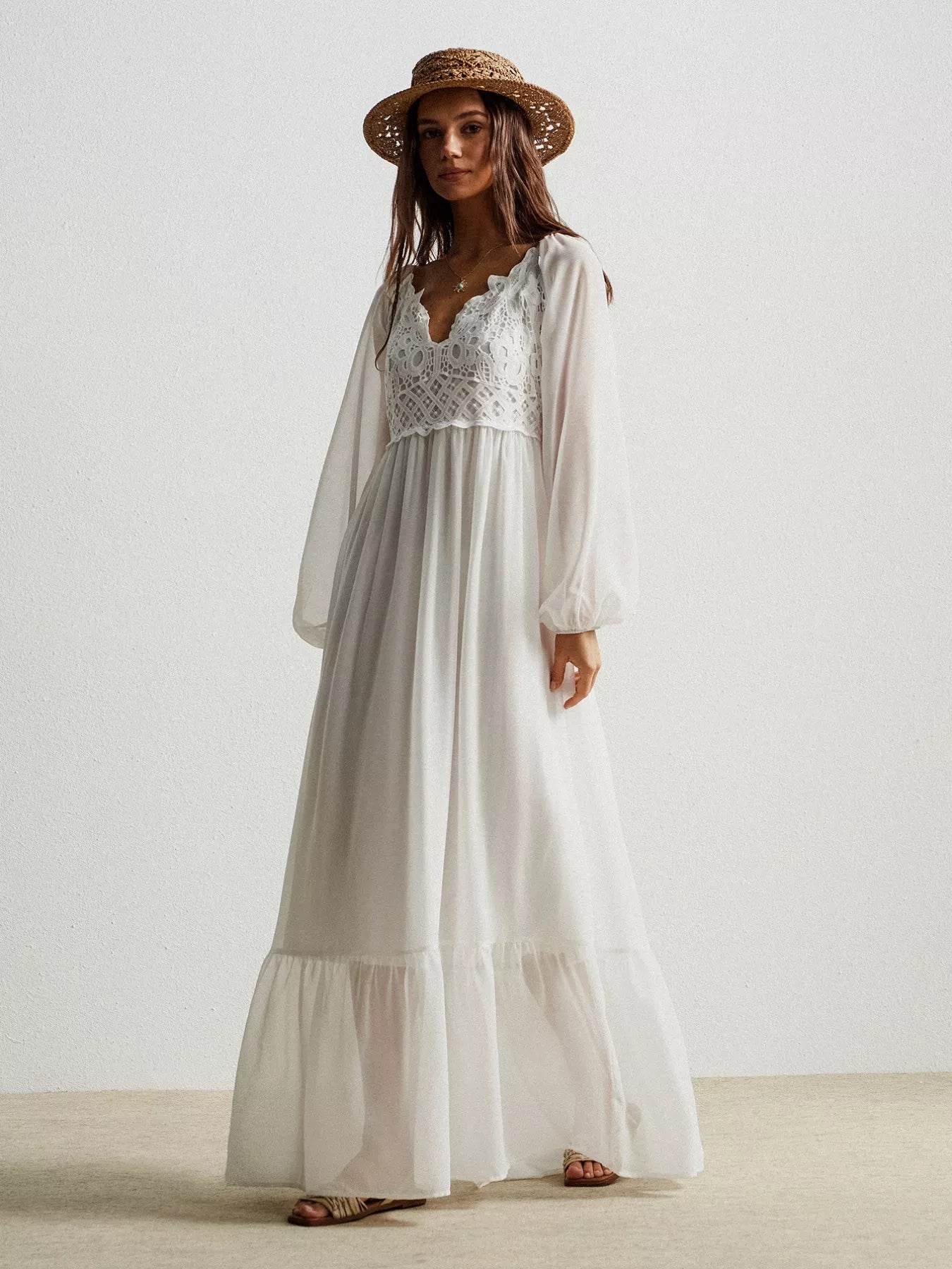 Boho Crochet Lace Maxi Dress for Effortless Style and Grace