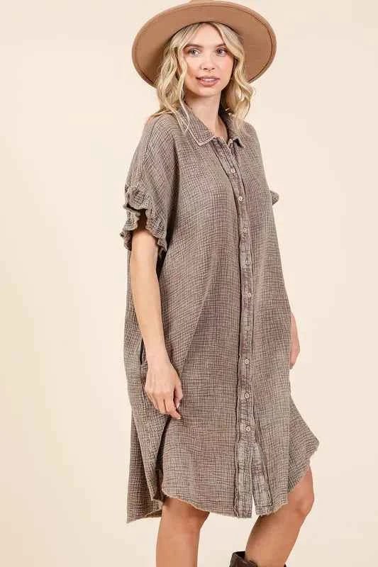 Mittoshop Mineral Wash Cotton Gauze Mini Dress