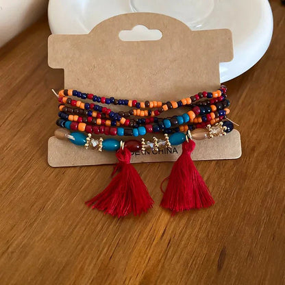 Boho Tassel Rice Bead Bracelet - Stylish Boho Tassel Bracelet for Every Occasion