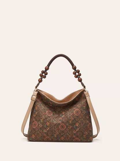 Bohemian Hobo Handbag with Geometric Pattern