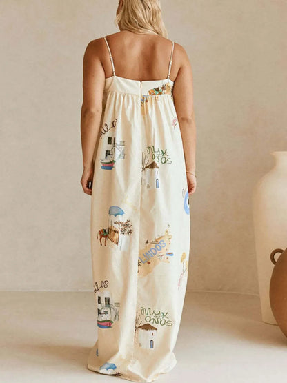 Bohemian Maxi Dress with Pockets - Stylish Cami Design