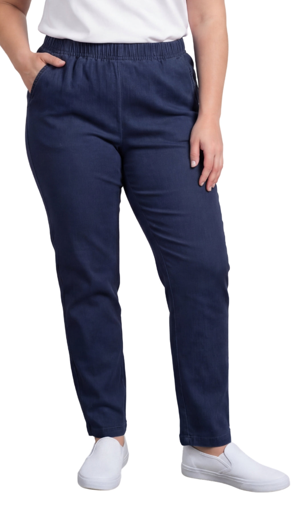 Women's Lightweight Pull-On Denim Jeans with Elastic Waist