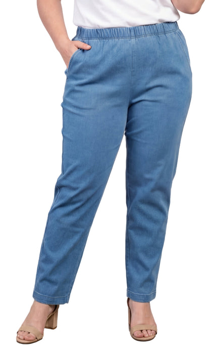 Women's Lightweight Pull-On Denim Jeans with Elastic Waist