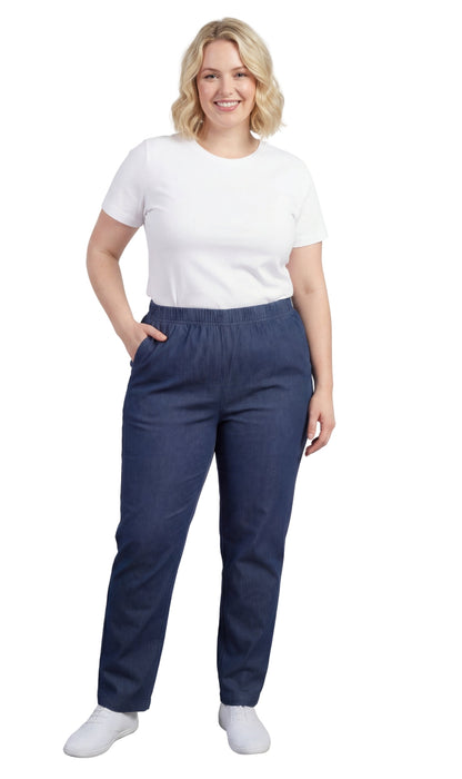 Women's Lightweight Pull-On Denim Jeans with Elastic Waist