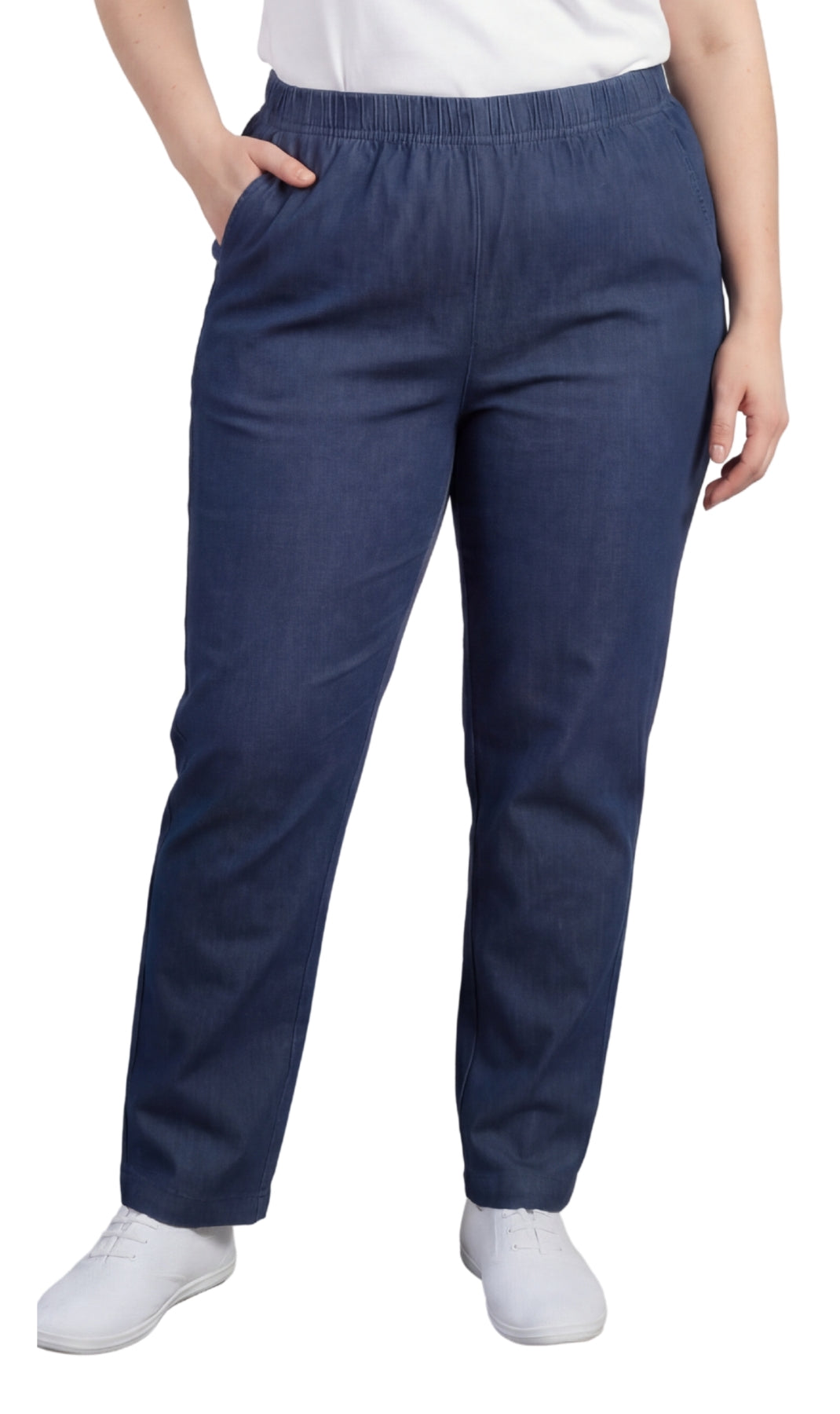 Women's Lightweight Pull-On Denim Jeans with Elastic Waist