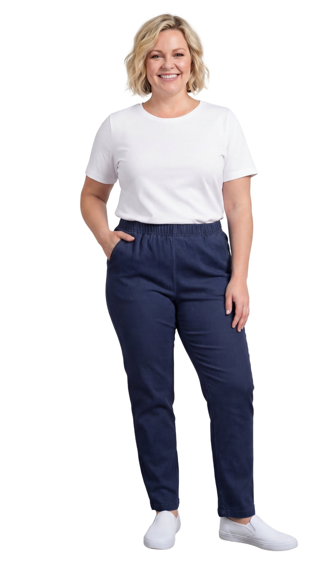 Women's Lightweight Pull-On Denim Jeans with Elastic Waist