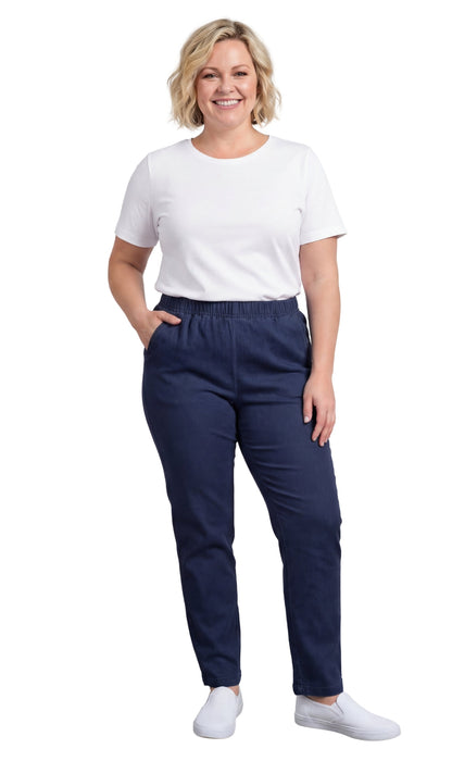 Women's Lightweight Pull-On Denim Jeans with Elastic Waist
