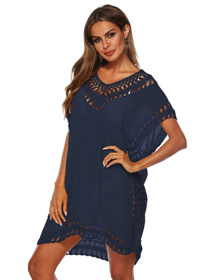 Bohemian Crochet Trim Beach Cover Up Dress - Embrace Boho Chic Style