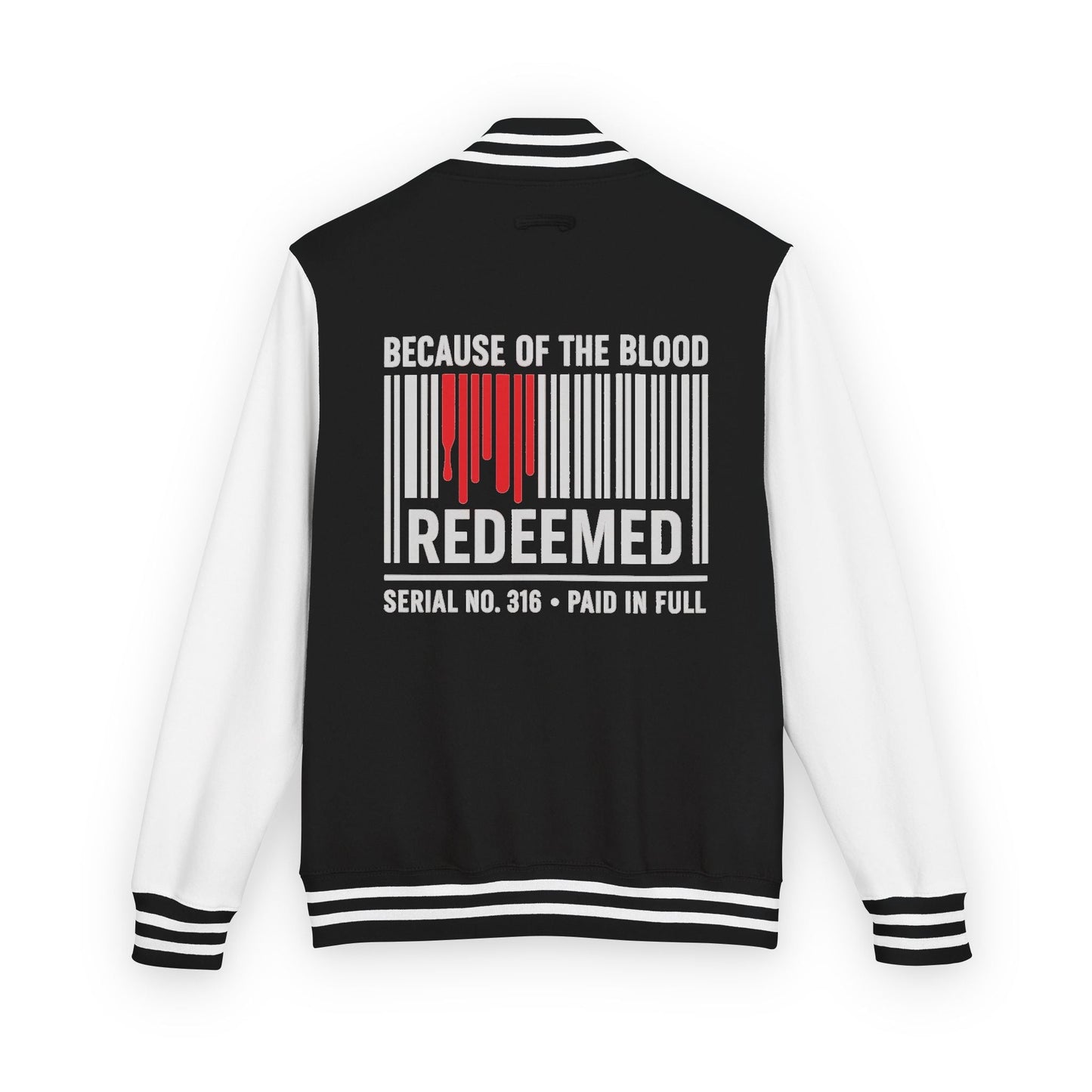 Redeemed Varsity Jacket — Because of the Blood Inspirational Letterman