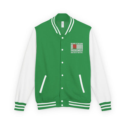 Redeemed Varsity Jacket — Because of the Blood Inspirational Letterman