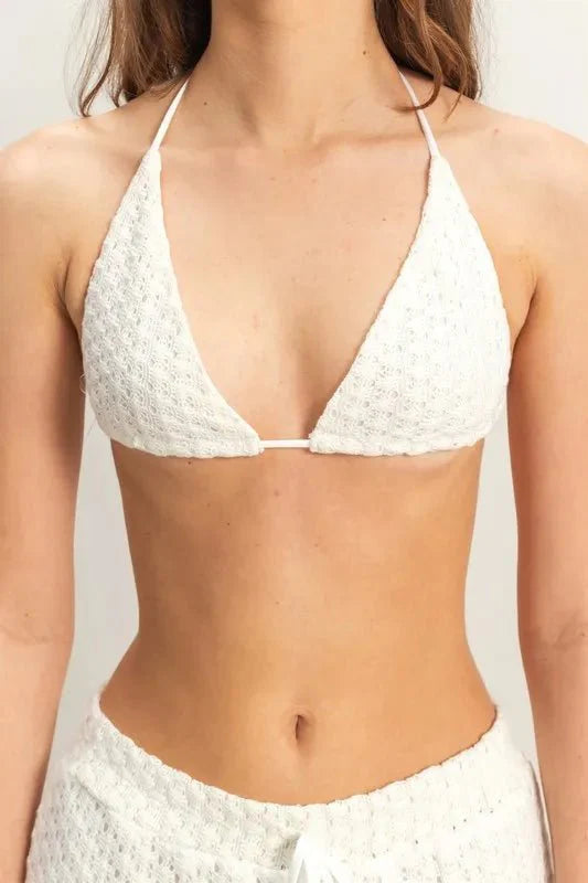 Crochet Bra Set and Drawstring Pants Set for Stylish Comfort