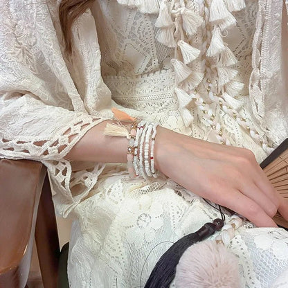 Boho Tassel Rice Bead Bracelet - Stylish Boho Tassel Bracelet for Every Occasion