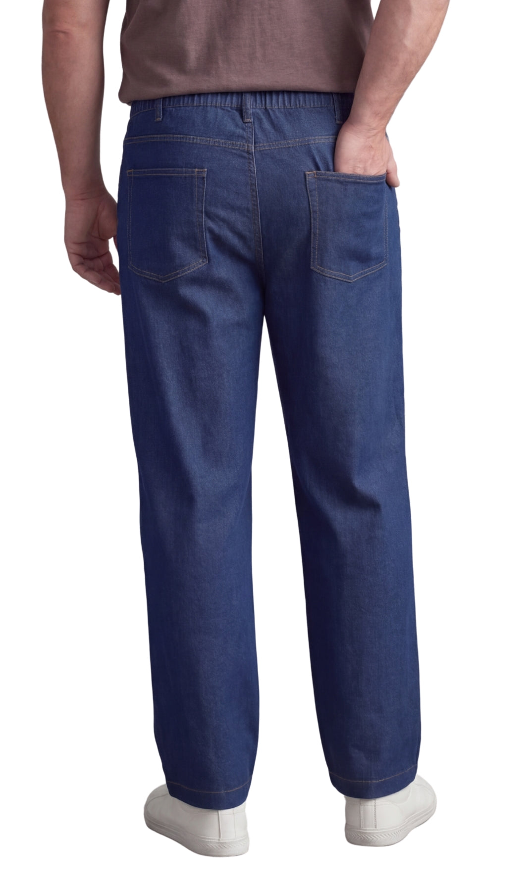 Men’s Lightweight Casual Elastic Waist Pull-On Jeans – Denim & Twill Pants with Easy Fit