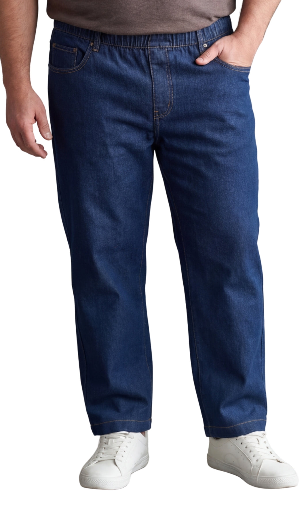 Men’s Lightweight Casual Elastic Waist Pull-On Jeans – Denim & Twill Pants with Easy Fit