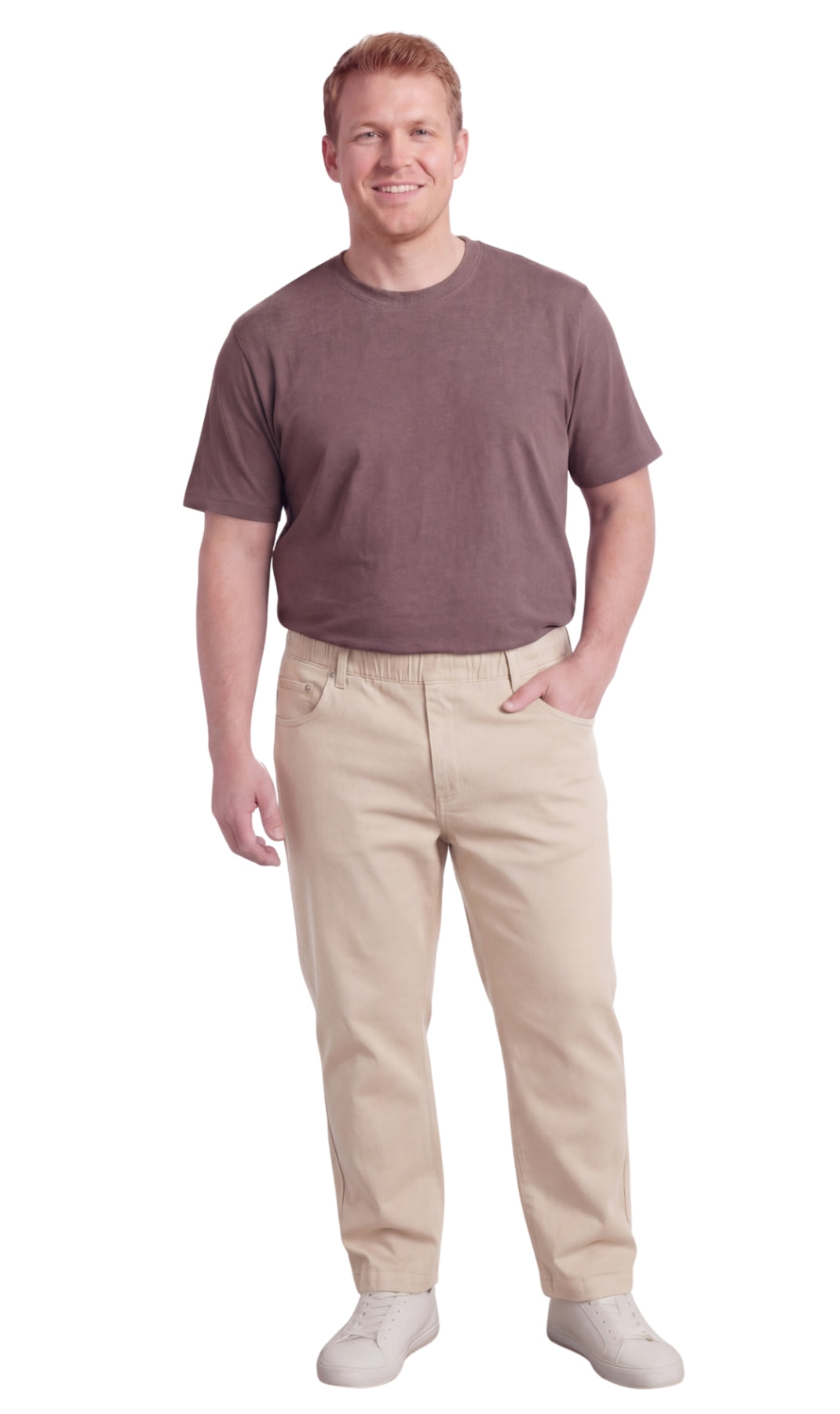 Men’s Lightweight Casual Elastic Waist Pull-On Jeans – Denim & Twill Pants with Easy Fit