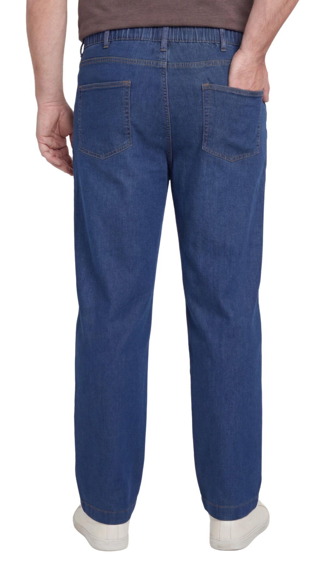 Men’s Lightweight Casual Elastic Waist Pull-On Jeans – Denim & Twill Pants with Easy Fit