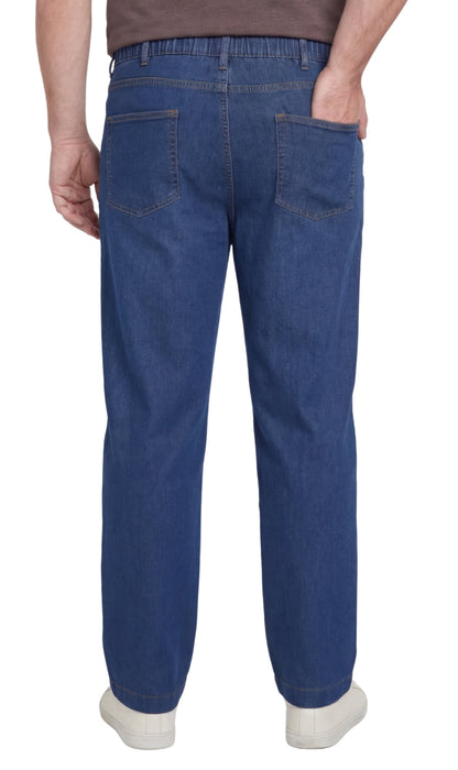 Men’s Lightweight Casual Elastic Waist Pull-On Jeans – Denim & Twill Pants with Easy Fit