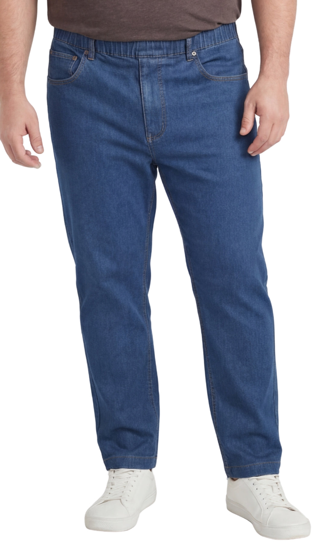 Men’s Lightweight Casual Elastic Waist Pull-On Jeans – Denim & Twill Pants with Easy Fit