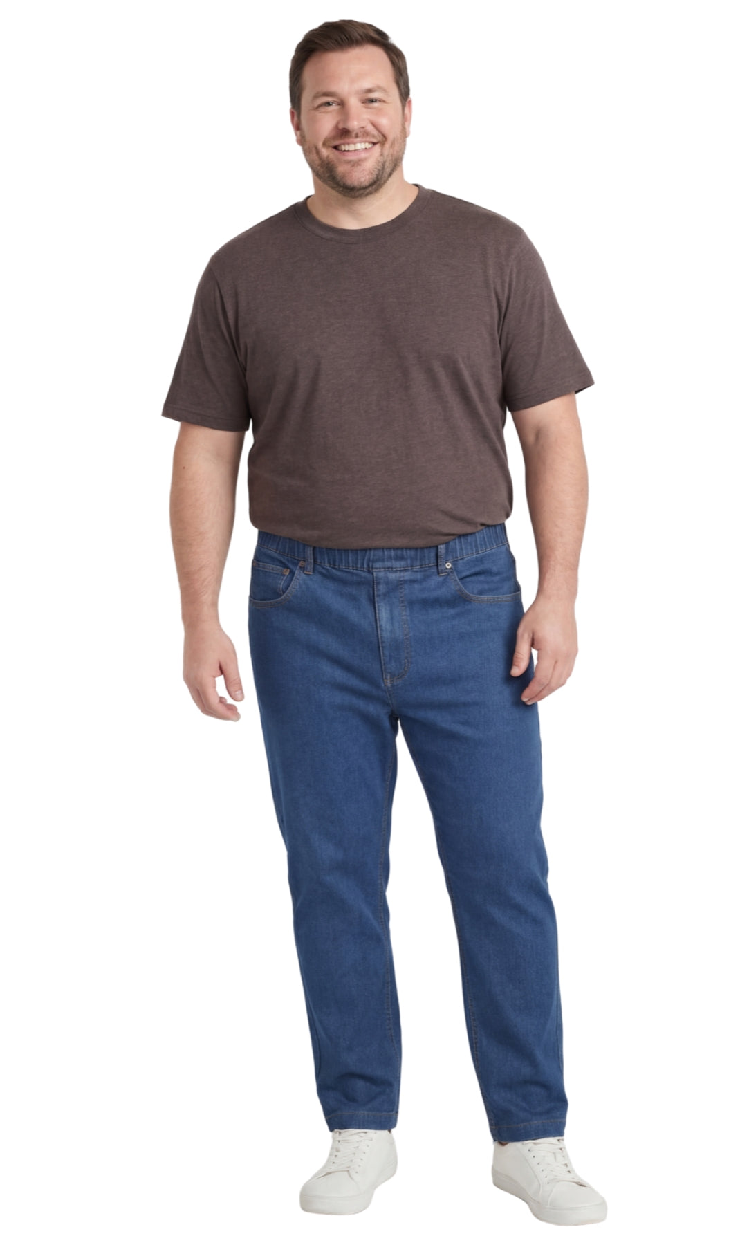 Men’s Lightweight Casual Elastic Waist Pull-On Jeans – Denim & Twill Pants with Easy Fit
