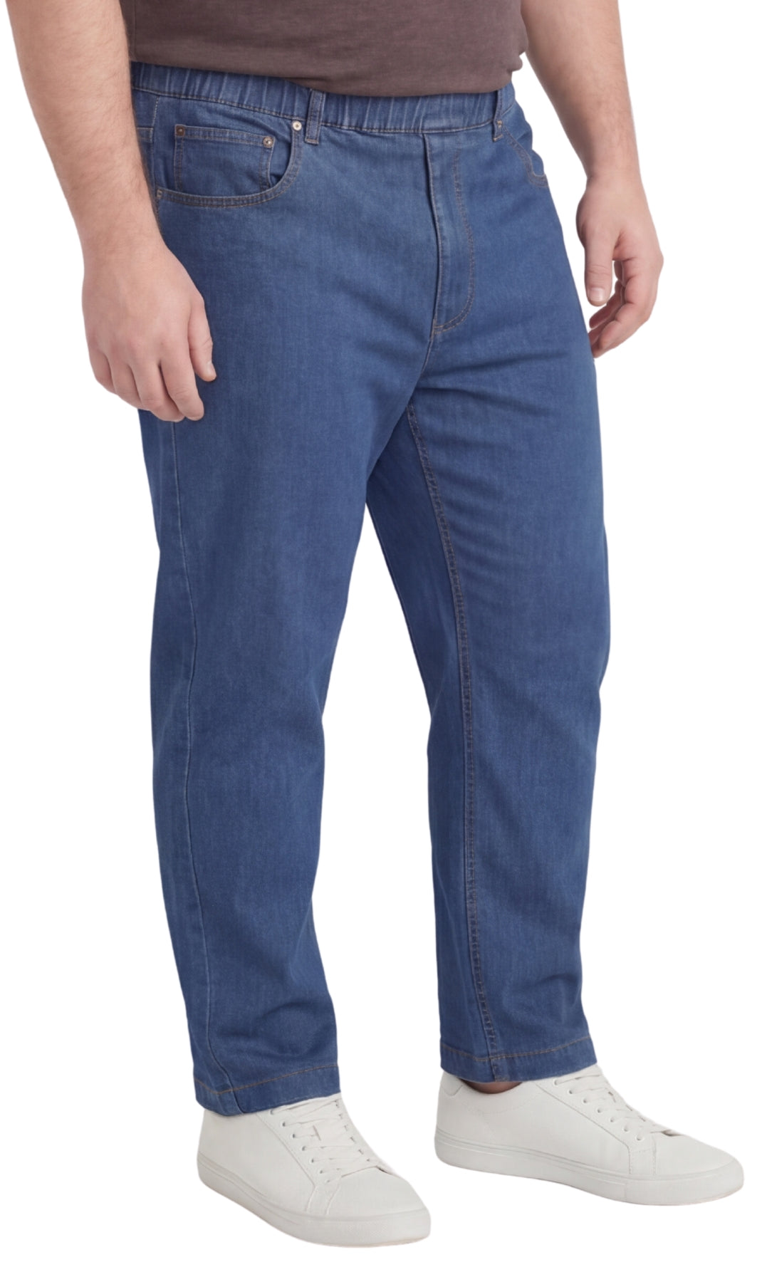 Men’s Lightweight Casual Elastic Waist Pull-On Jeans – Denim & Twill Pants with Easy Fit