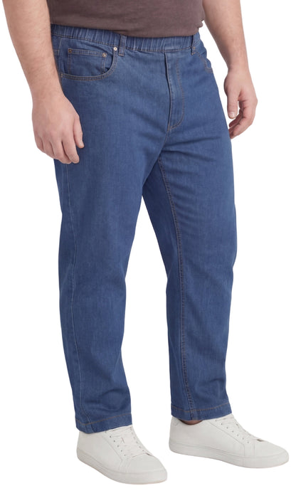 Men’s Lightweight Casual Elastic Waist Pull-On Jeans – Denim & Twill Pants with Easy Fit