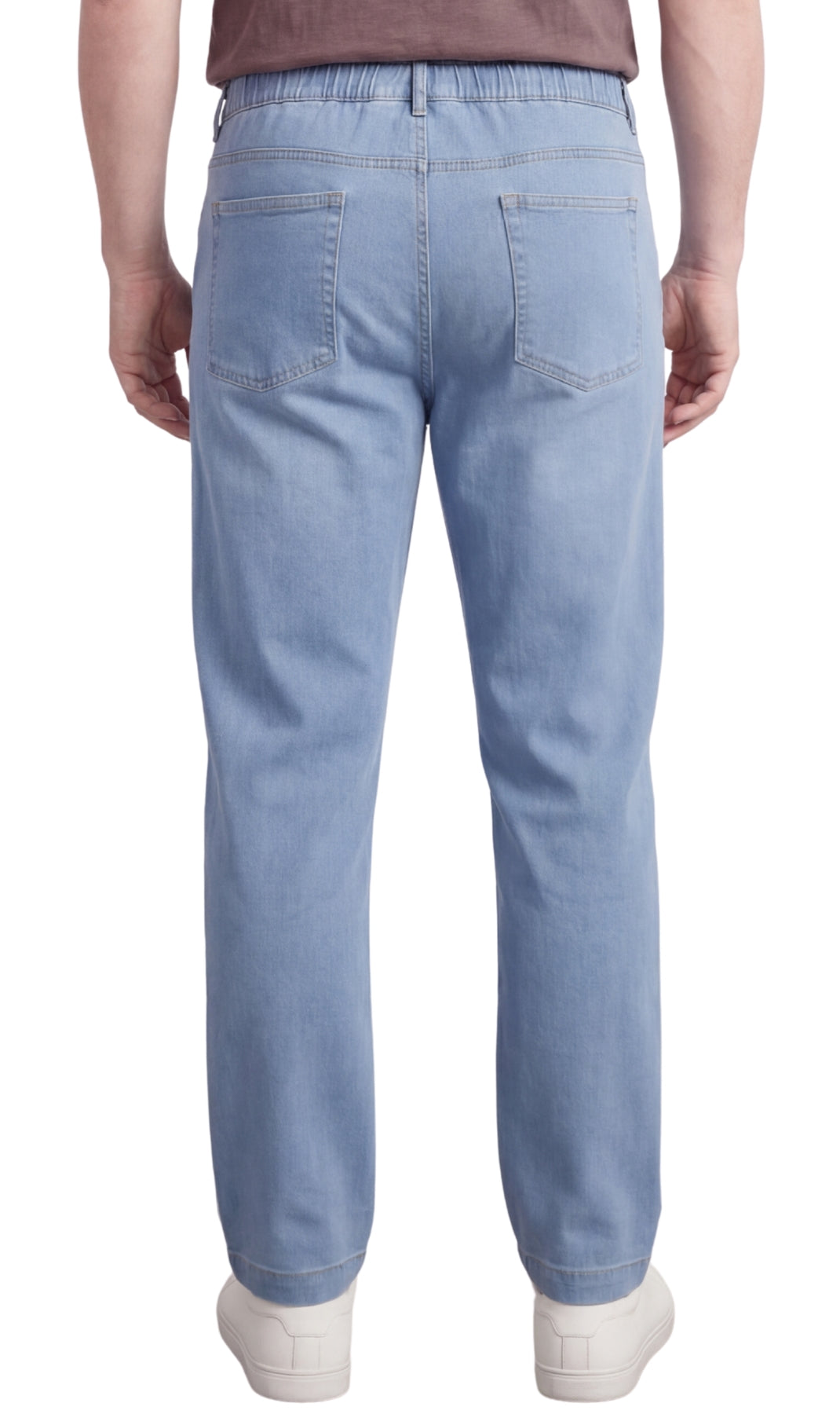 Men’s Lightweight Casual Elastic Waist Pull-On Jeans – Denim & Twill Pants with Easy Fit