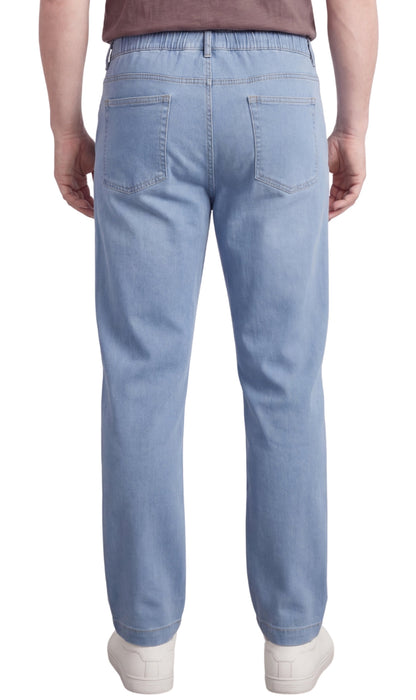 Men’s Lightweight Casual Elastic Waist Pull-On Jeans – Denim & Twill Pants with Easy Fit