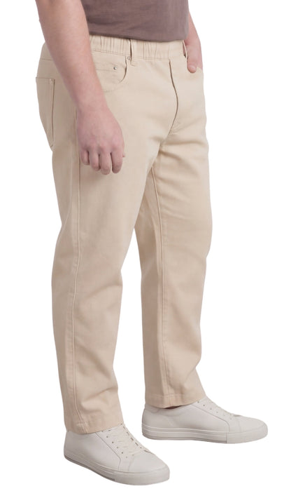 Men’s Lightweight Casual Elastic Waist Pull-On Jeans – Denim & Twill Pants with Easy Fit