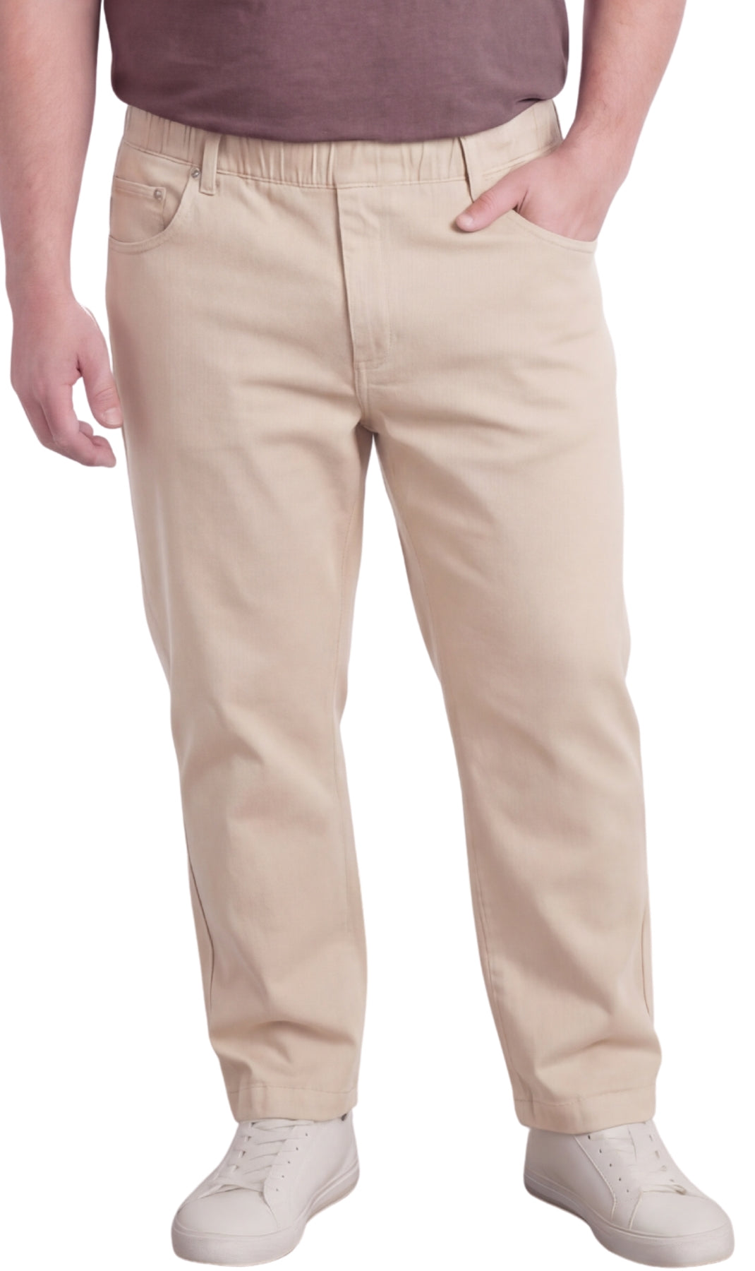 Men’s Lightweight Casual Elastic Waist Pull-On Jeans – Denim & Twill Pants with Easy Fit