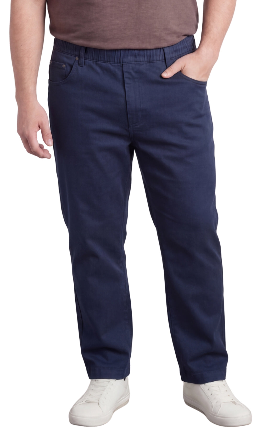 Men’s Lightweight Casual Elastic Waist Pull-On Jeans – Denim & Twill Pants with Easy Fit