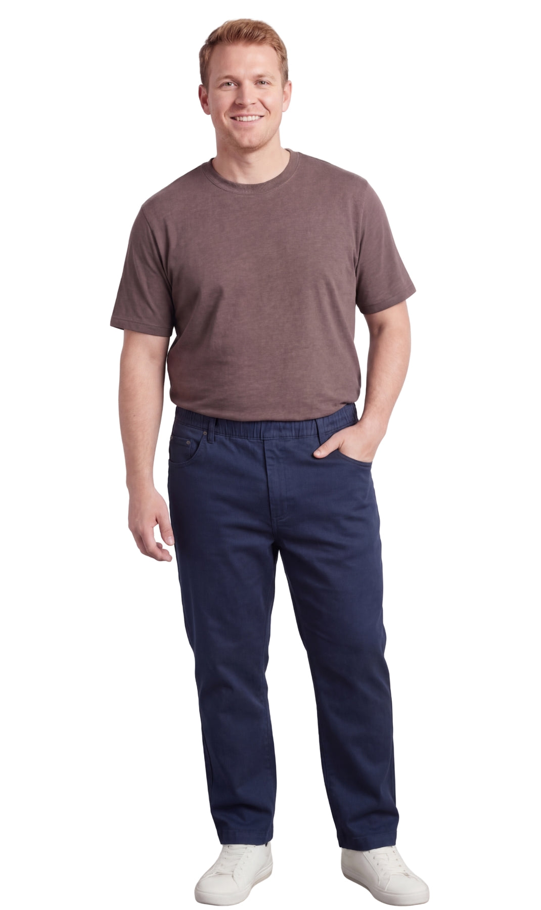 Men’s Lightweight Casual Elastic Waist Pull-On Jeans – Denim & Twill Pants with Easy Fit