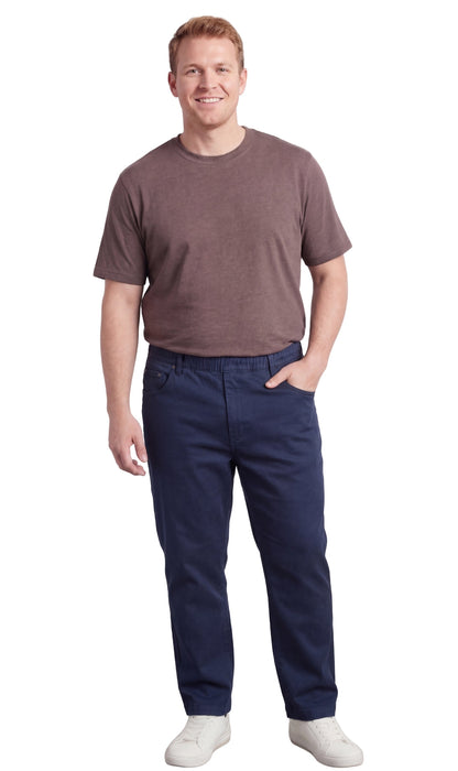 Men’s Lightweight Casual Elastic Waist Pull-On Jeans – Denim & Twill Pants with Easy Fit
