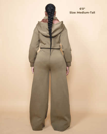 Green Satin Lined Jumpsuit