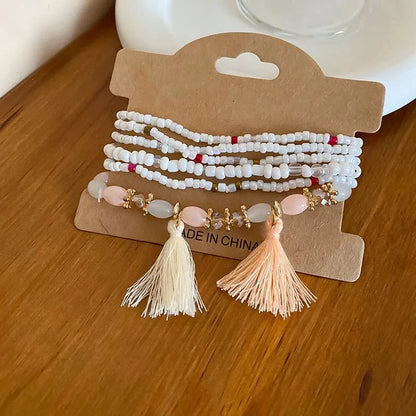Boho Tassel Rice Bead Bracelet - Stylish Boho Tassel Bracelet for Every Occasion
