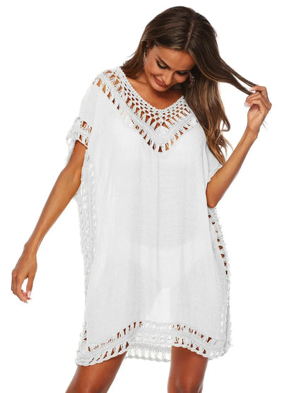 Bohemian Crochet Trim Beach Cover Up Dress - Embrace Boho Chic Style