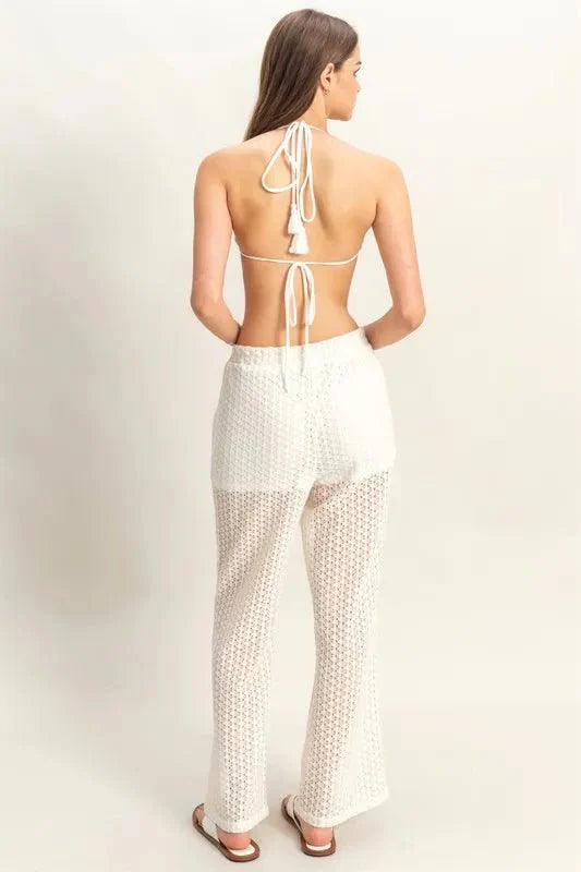 Crochet Bra Set and Drawstring Pants Set for Stylish Comfort