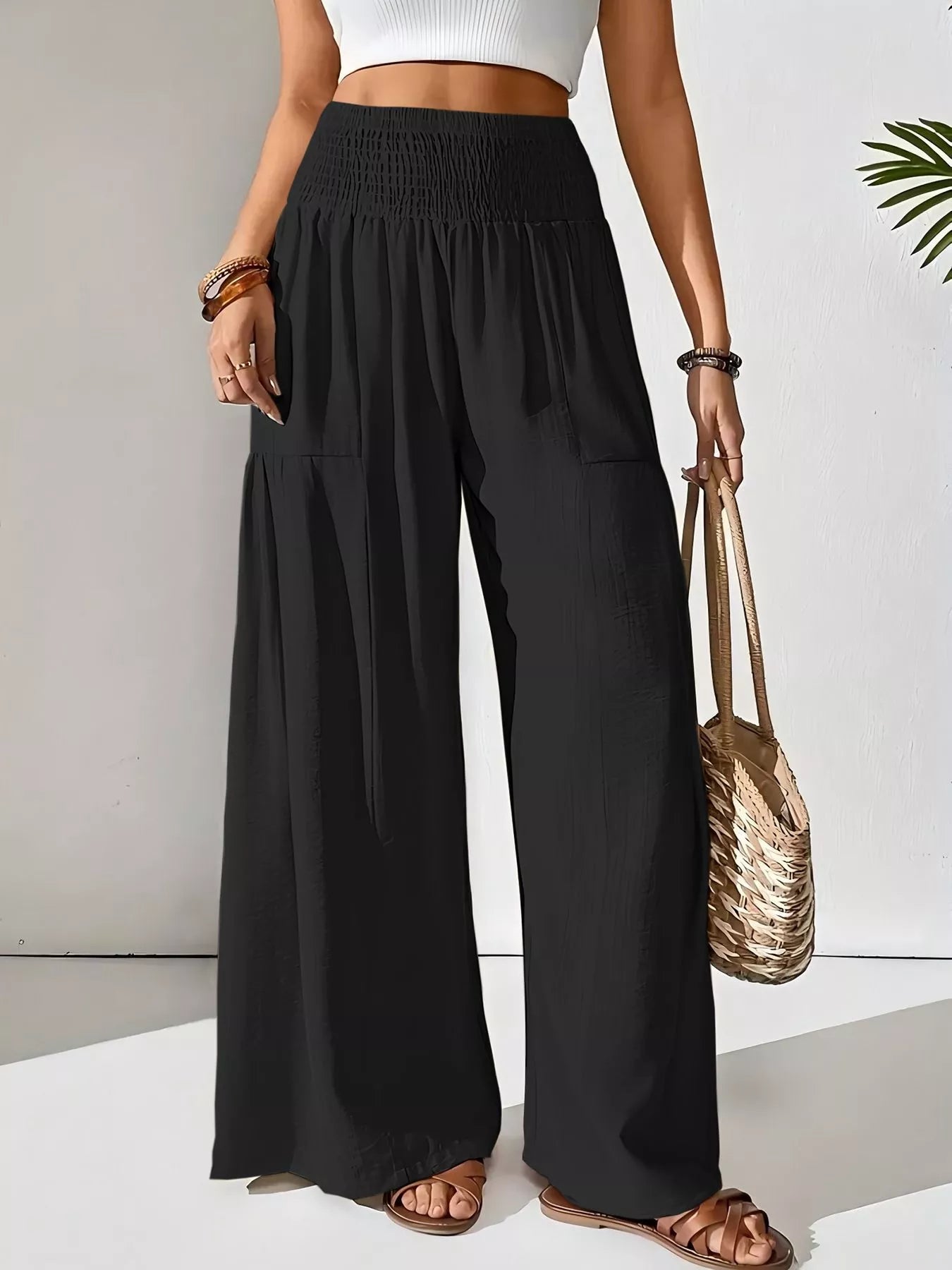 Wide Leg Smocked Waist Pants for Ultimate Comfort and Style