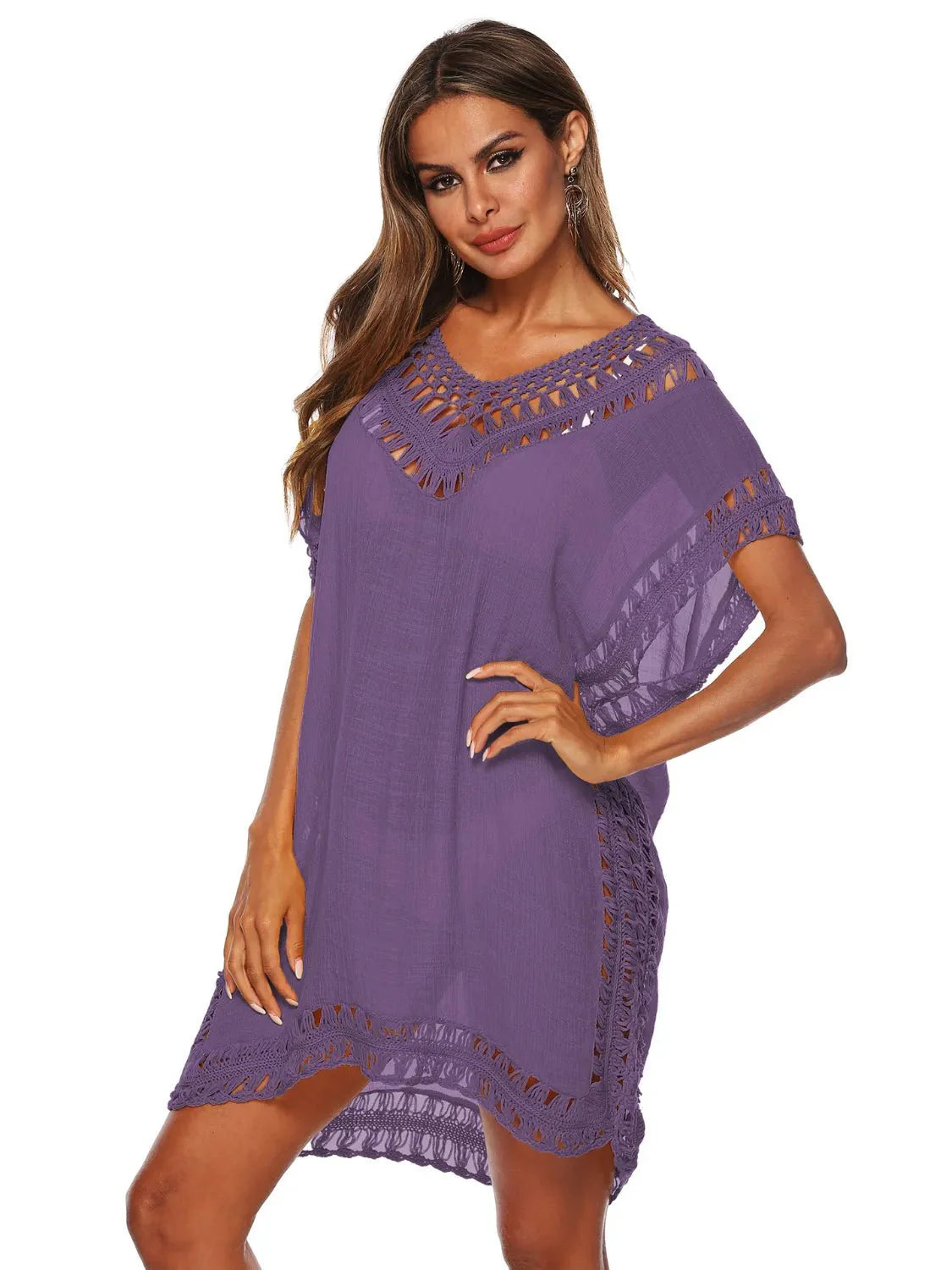 Bohemian Crochet Trim Beach Cover Up Dress - Embrace Boho Chic Style