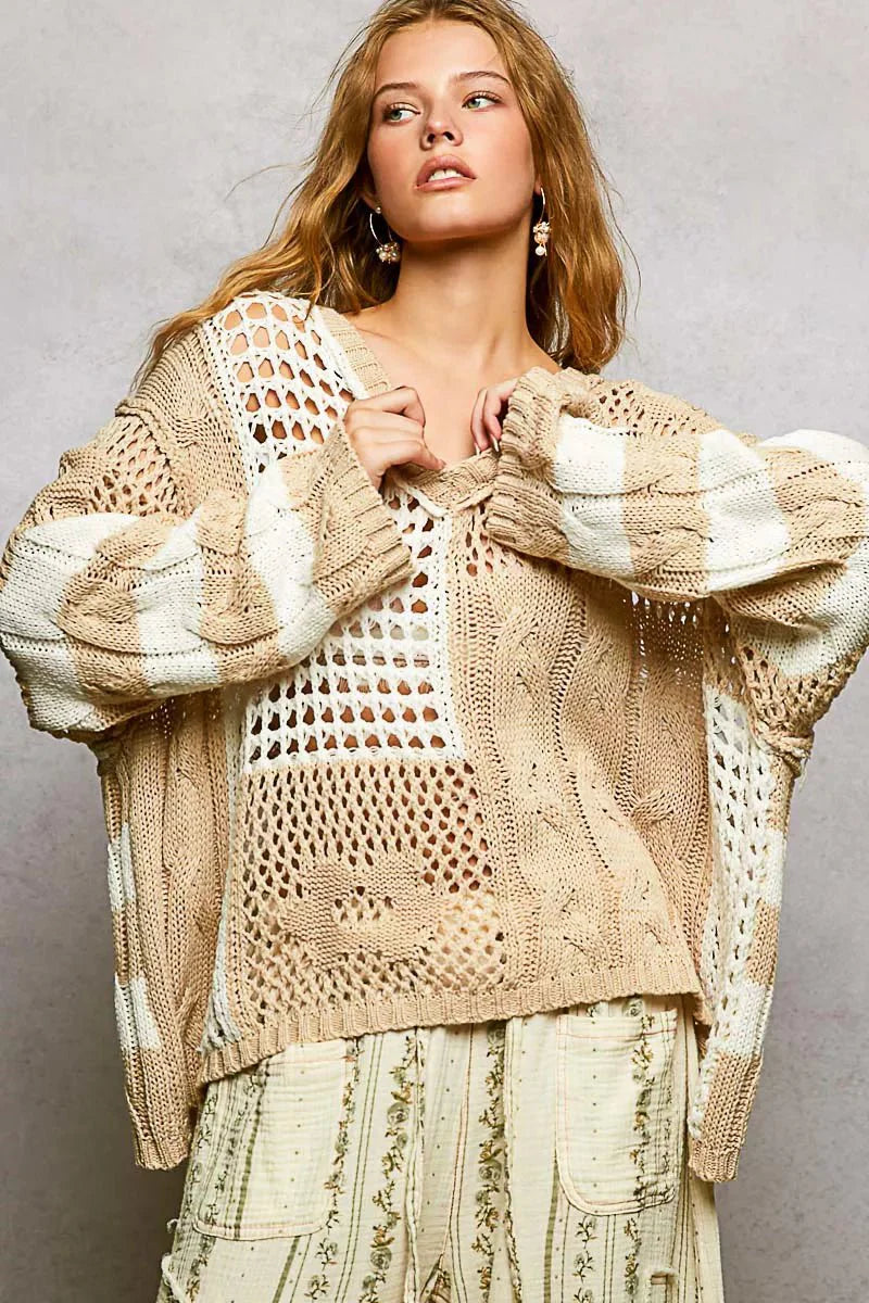 POL knit twisted-weave hippie-chic top