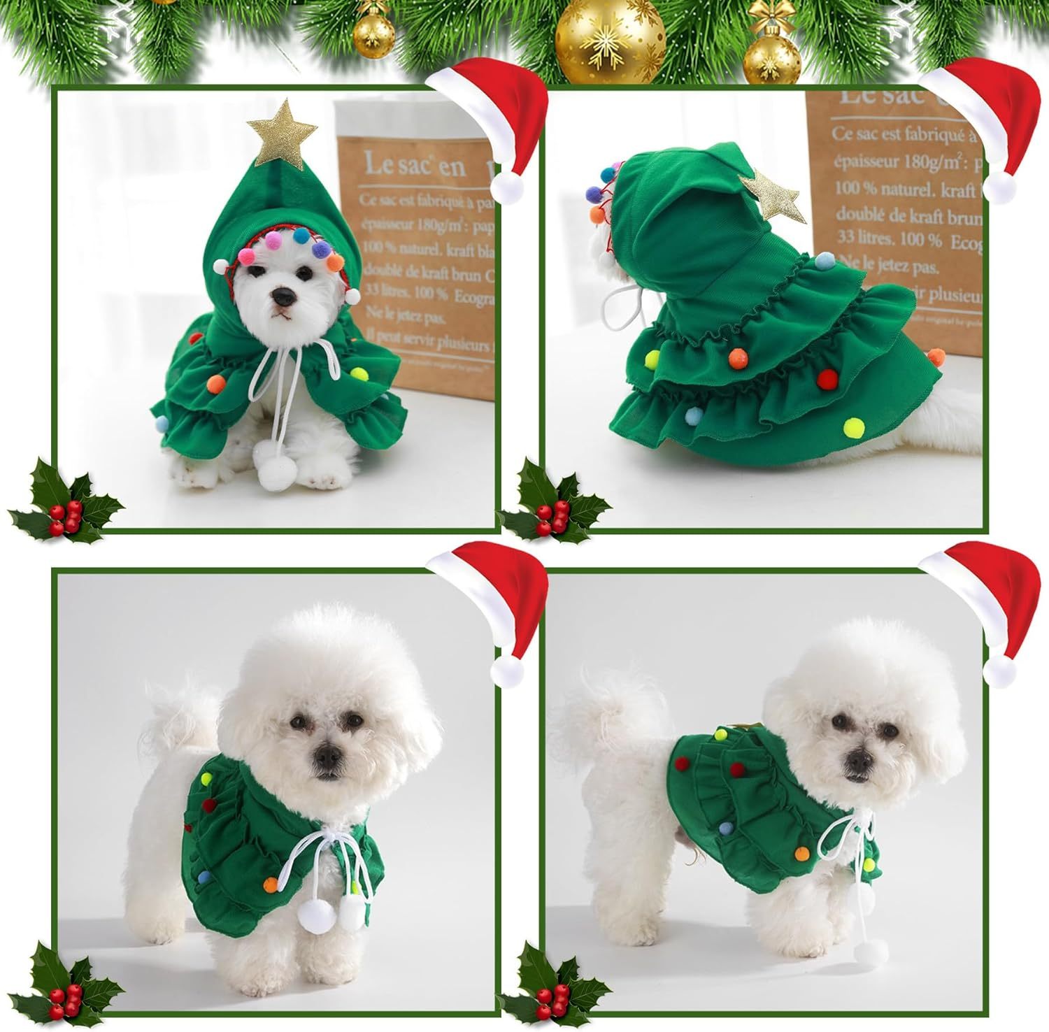 Cat Christmas Outfit Cat Kitten Christmas Clothes Cat Christmas Tree Costume With Star Ornament For Cats Kittens Pets