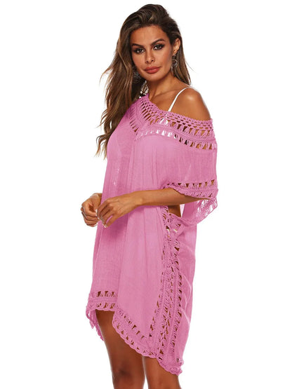 Bohemian Crochet Trim Beach Cover Up Dress - Embrace Boho Chic Style
