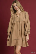 Umgee Boho Mini Dress with Trim Detail - Perfect Peasant Style for Any Occasion