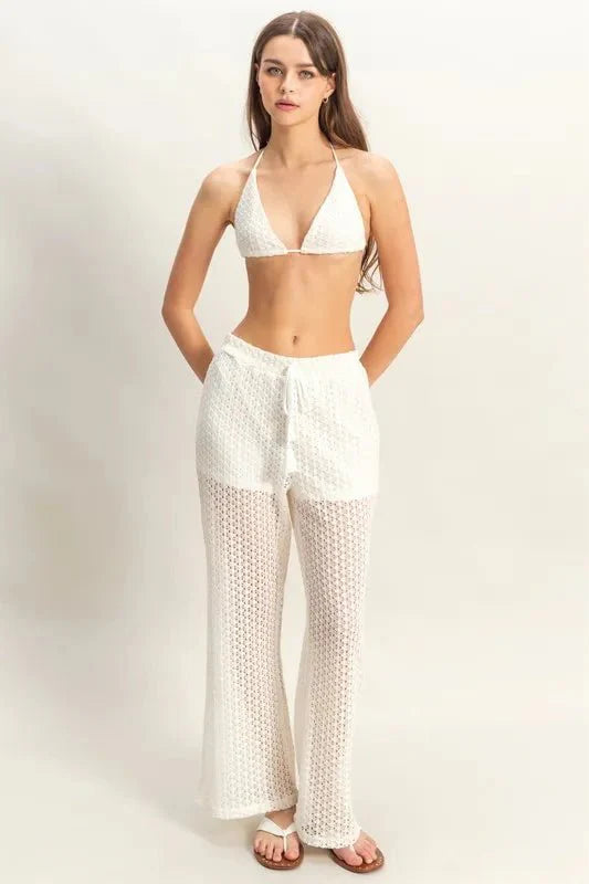 Crochet Bra Set and Drawstring Pants Set for Stylish Comfort