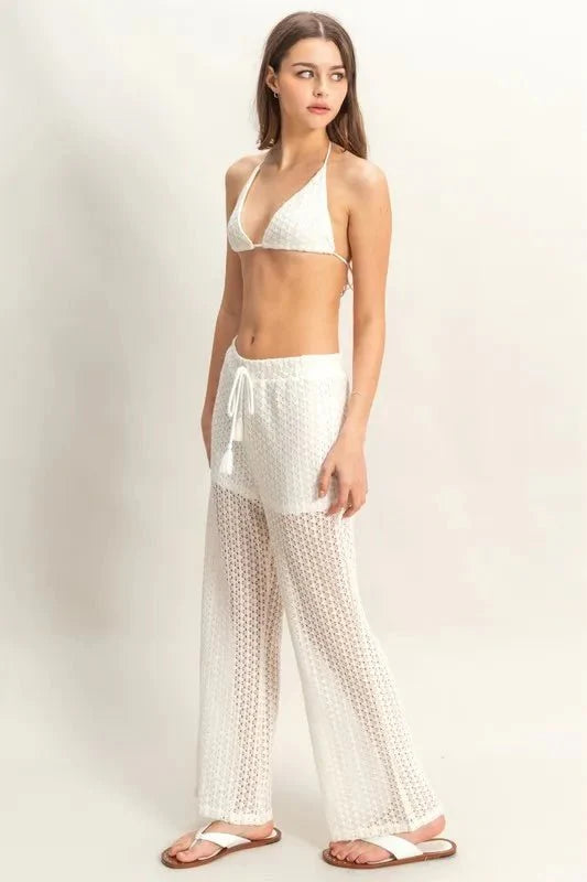 Crochet Bra Set and Drawstring Pants Set for Stylish Comfort