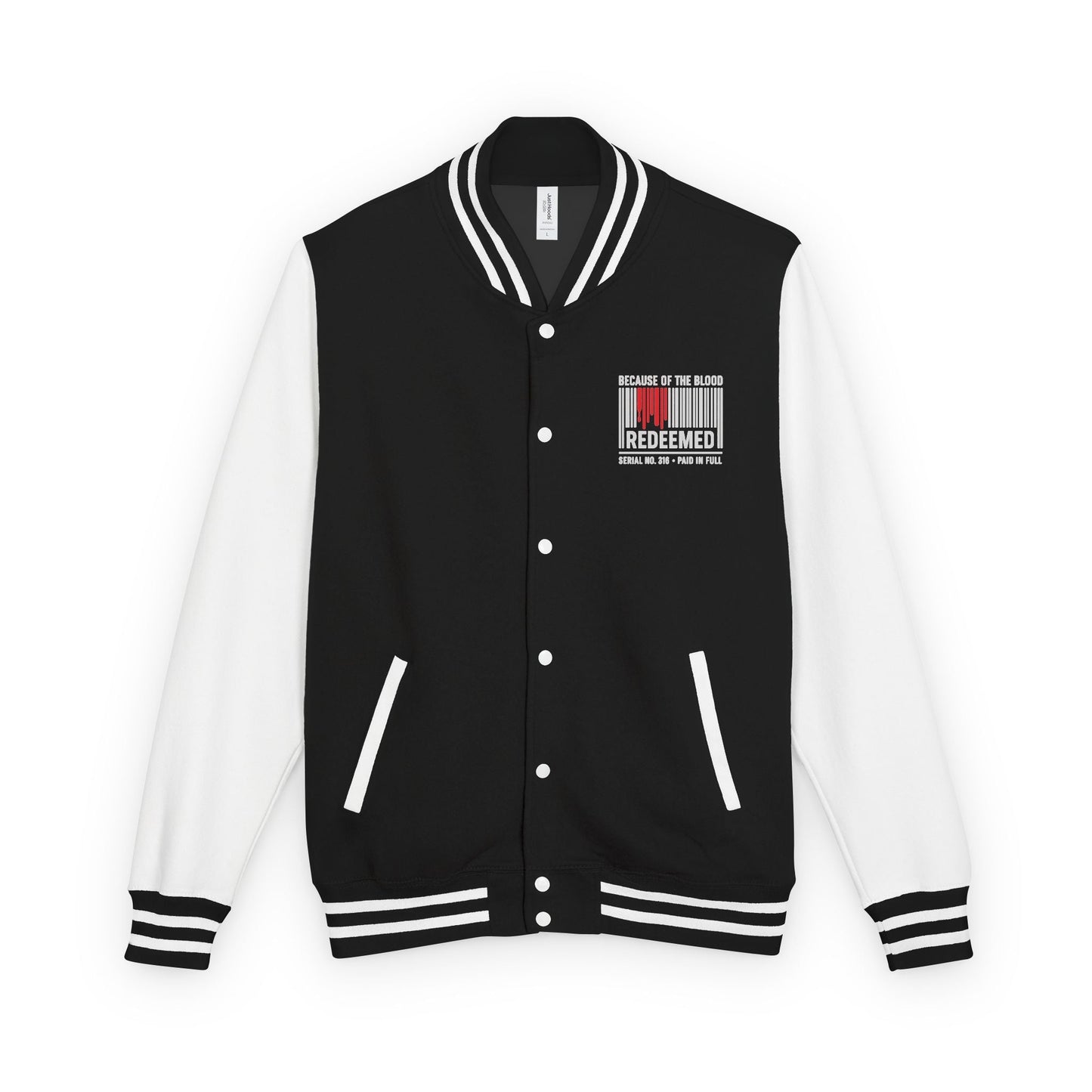 Redeemed Varsity Jacket — Because of the Blood Inspirational Letterman