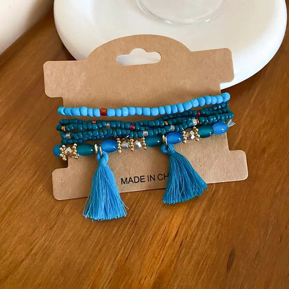 Boho Tassel Rice Bead Bracelet - Stylish Boho Tassel Bracelet for Every Occasion