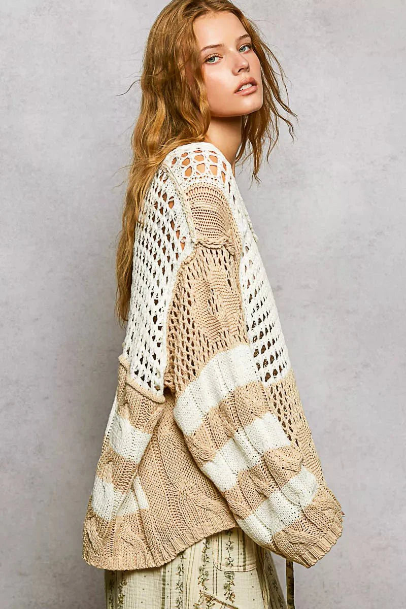 POL knit twisted-weave hippie-chic top