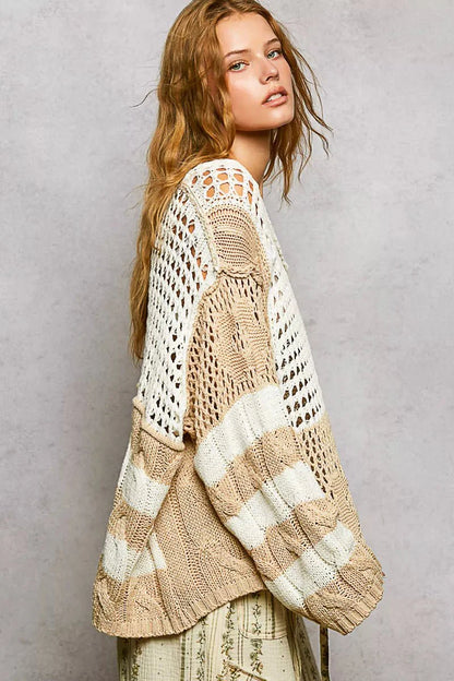 POL knit twisted-weave hippie-chic top
