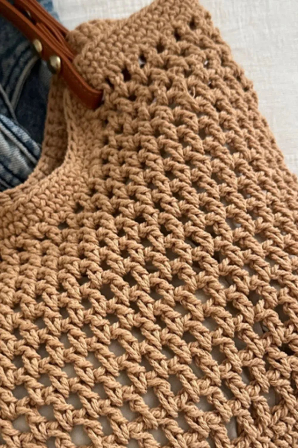 Openwork Woven Tote Bag - Stylish and Versatile Eco-Friendly Accessory