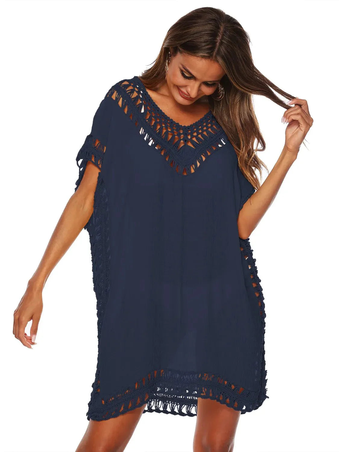Bohemian Crochet Trim Beach Cover Up Dress - Embrace Boho Chic Style